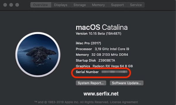 MacOS Catelina - Mac seri numarası nerede yazıyor?