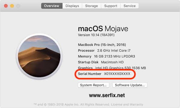 MacOS Mojave - Mac seri numarasını bulma