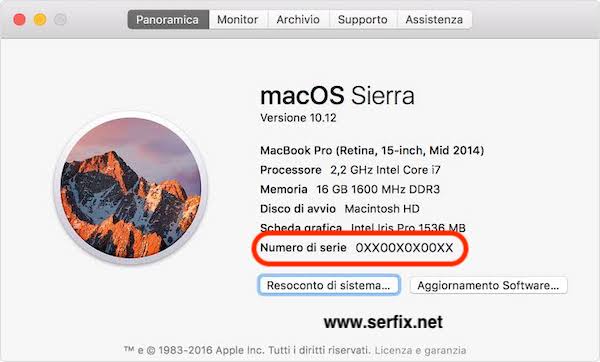 MacOS Sierra - Mac seri numarası nerede yazıyor?