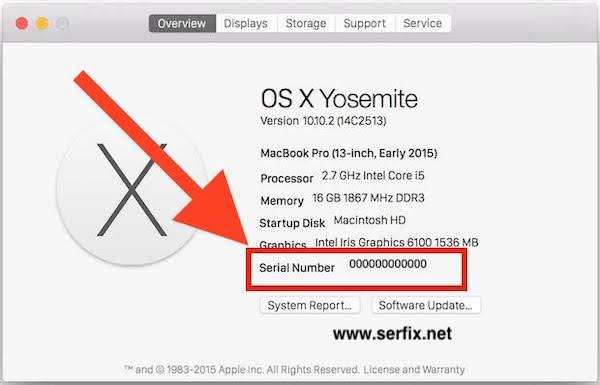 MacOS Yosemite - Mac seri numarası nerede yazıyor?